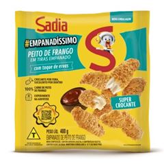 PEITO TIRAS EMPANADO 400G SADIA C/ ERVAS